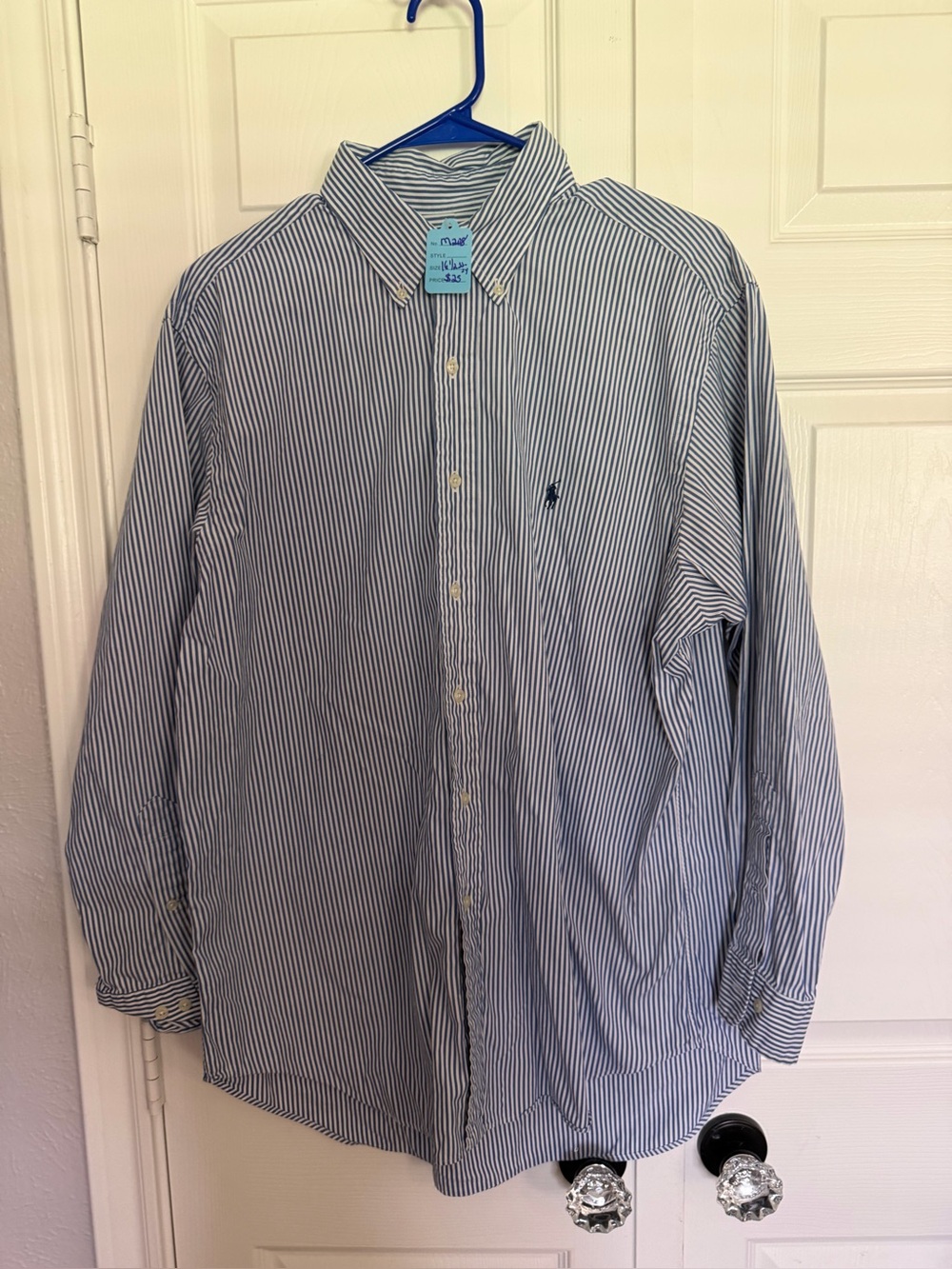 Polo by Ralph Lauren Men’s Blue Stripe Button-Down Shirt dress shirt. Only $25